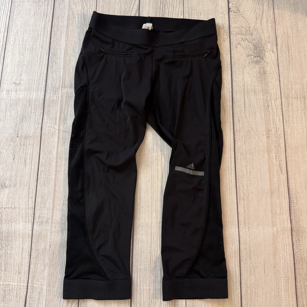 Adidas Stella McCartney Women's Running Capri Leggings Small Black Zip Pockets